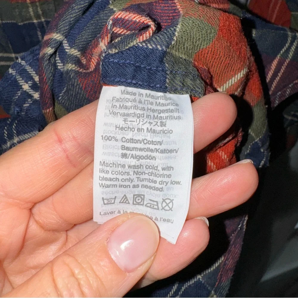 J. Crew Mercantile Orange Flannel Button Down Medium